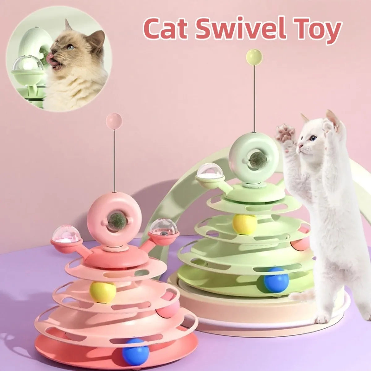 4-Level Interactive Cat Toy Tower